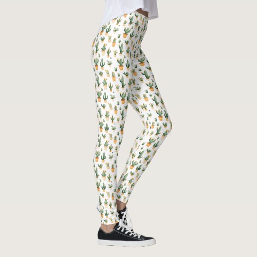 Potted Cactus op wit Leggings (Rechts)