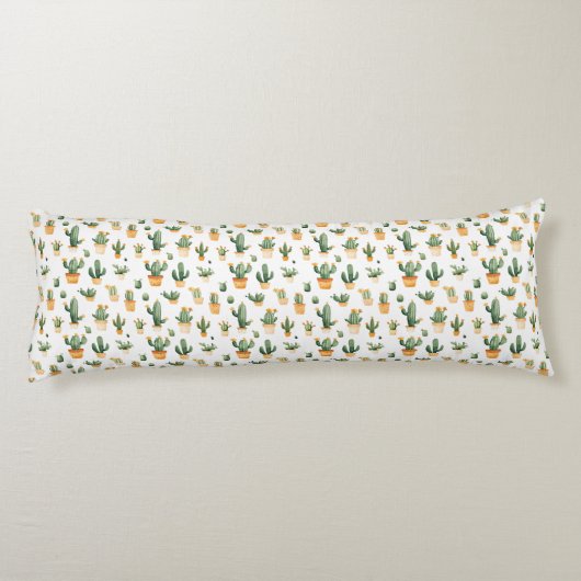 Potted Cactus op wit Lichaamskussen (Achterkant)