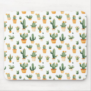 Potted Cactus op wit Muismat