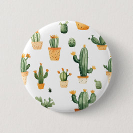 Potted Cactus op wit Ronde Button 5,7 Cm