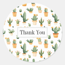 Potted Cactus op wit Ronde Sticker