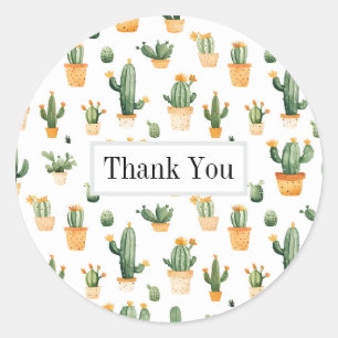 Potted Cactus op wit Ronde Sticker