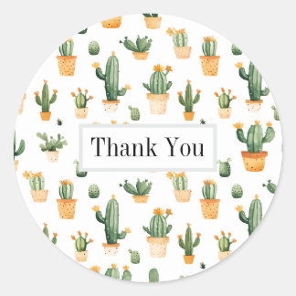 Potted Cactus op wit Ronde Sticker