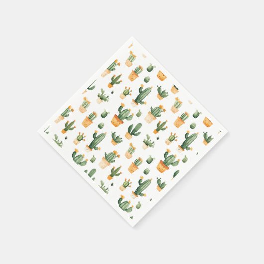 Potted Cactus op wit Servet (Hoek)