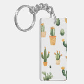Potted Cactus op wit Sleutelhanger (Voorkant Links)