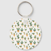Potted Cactus op wit Sleutelhanger (Achterkant)