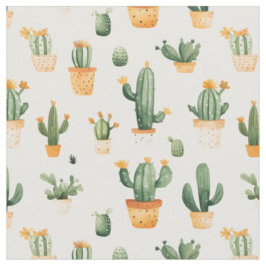 Potted Cactus op wit Stof (Close Up)