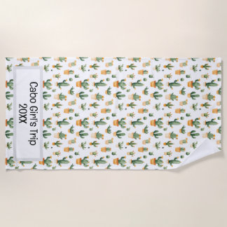 Potted Cactus op wit Strandlaken