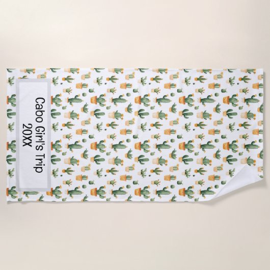 Potted Cactus op wit Strandlaken (Voorkant)