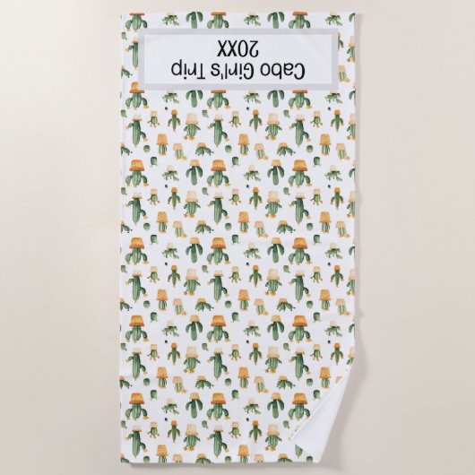 Potted Cactus op wit Strandlaken (Voorkant)