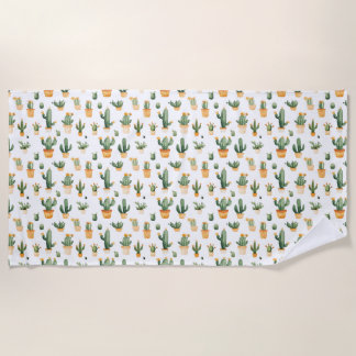 Potted Cactus op wit Strandlaken