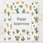 Potted Cactus op wit Wijn Etiket (Enkel label)