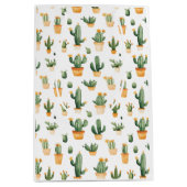 Potted Cactus op Witte Gift Bag Medium Cadeauzakje (Voorkant)