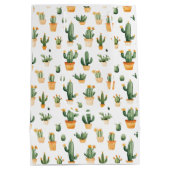 Potted Cactus op Witte Gift Bag Medium Cadeauzakje (Achterkant)