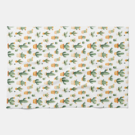 Potted Cactus op Witte Keuken Handdoek