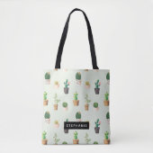 Potted Cactus Succulent Pattern Personalized Tote Bag (Voorkant)