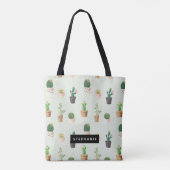 Potted Cactus Succulent Pattern Personalized Tote Bag (Achterkant)
