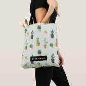 Potted Cactus Succulent Pattern Personalized Tote Bag (Dichtbij)