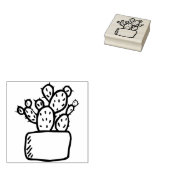 Potted Cactus Succulent Plant Lijn Art Tekening Rubberstempel (Gestempeld)