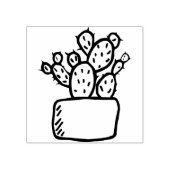 Potted Cactus Succulent Plant Lijn Art Tekening Rubberstempel (Afrduk)