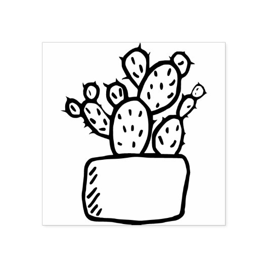 Potted Cactus Succulent Plant Lijn Art Tekening Rubberstempel (Afrduk)