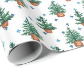 Potted Christmas Tree Farmhouse Holiday Pattern Cadeaupapier (Rol Hoek)