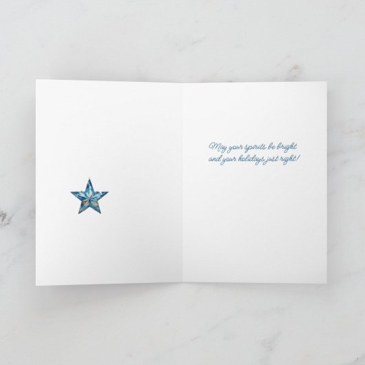 Potted Christmas Tree with Blue Ornaments Feestdagen Kaart (Binnen)