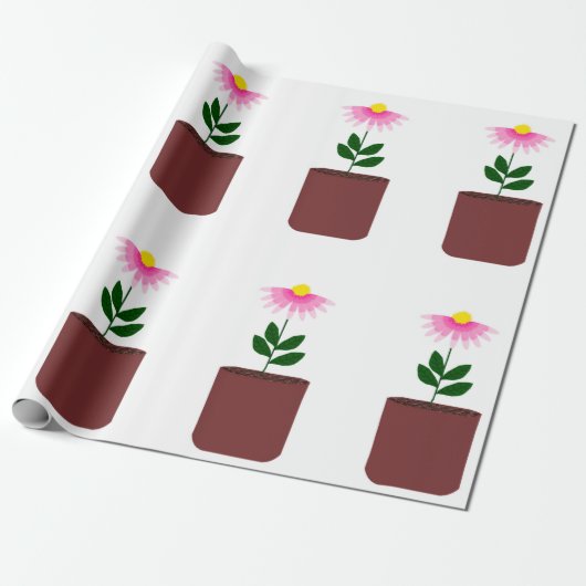 Potted Daisy Wrapping Papier (Uitgerold)