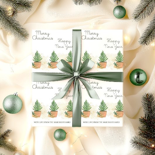 Potted Fire Tree en Gift Gepersonaliseerde Kerst Cadeaupapier
