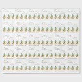 Potted Fire Tree en Gift Gepersonaliseerde Kerst Cadeaupapier (Vlak)