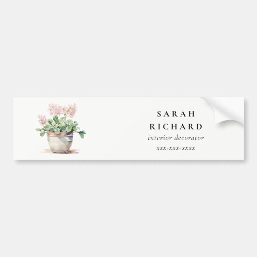 Potted Floral House Planten Waterverf Botanisch Bumpersticker (Voorkant)