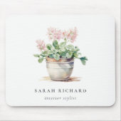 Potted Floral House Planten Waterverf Botanisch Muismat (Voorkant)