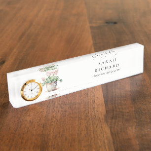 Potted Floral House Planten Waterverf Botanisch Naambordje