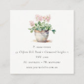 Potted Floral House Planten Waterverf Botanisch Vierkante Visitekaartje (Achterkant)