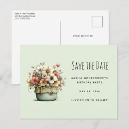 Potted Flowers Cozy Shabby Style Cute Aankondigingskaart