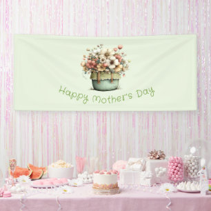 Potted Flowers Gezellig Shabby Cute Moederdag Spandoek