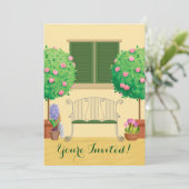 Potted Garden met Bench Family Reunion Uitnodiging (Staand voorkant)