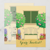 Potted Garden met Bench Family Reunion Uitnodiging (Voorkant / Achterkant)