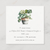 Potted Green House Planten Waterverf Botanisch Vierkante Visitekaartje (Achterkant)