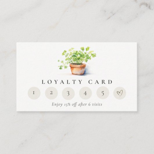 Potted Herb Peterselie Koriander 6 Punch Loyalitei Visitekaartje (Voorkant)