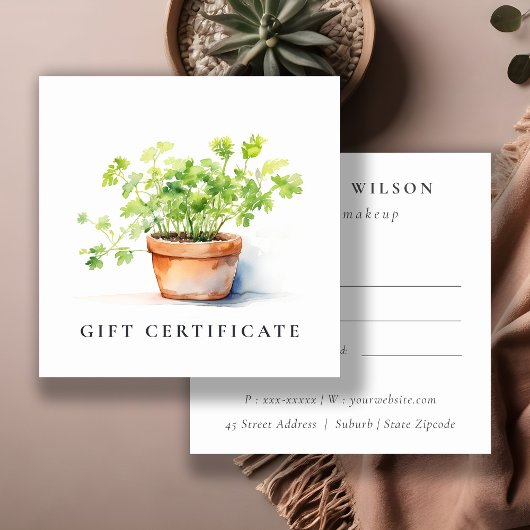 Potted Herb Peterselie Koriander Gift Certificaat
