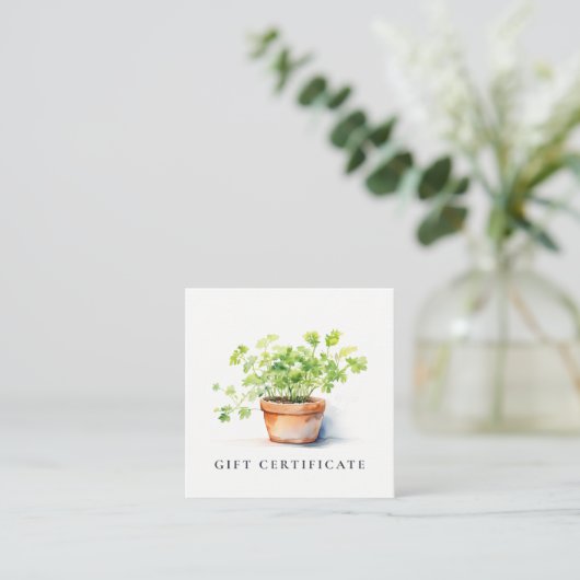 Potted Herb Peterselie Koriander Gift Certificaat (Staand voorkant)
