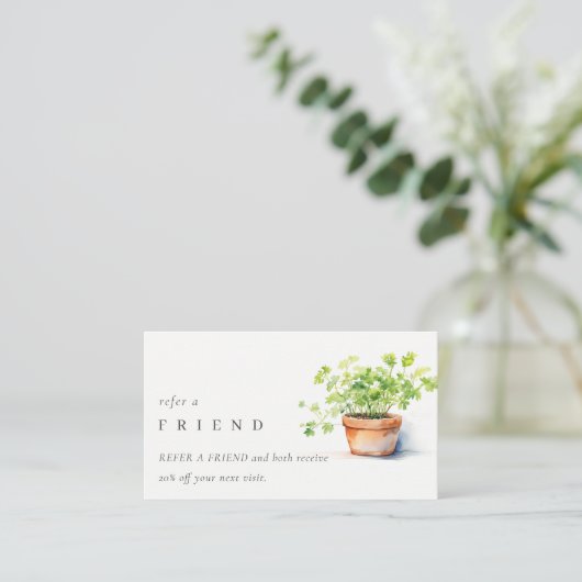 Potted Herb Peterselie koriander Verwijs een vrien Visitekaartje (Staand voorkant)