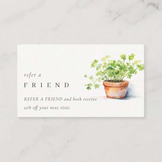 Potted Herb Peterselie koriander Verwijs een vrien Visitekaartje (Voorkant)