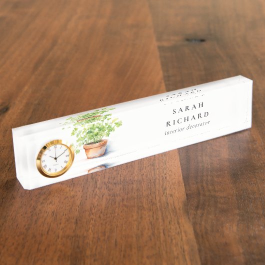 Potted Herb Peterselie Koriander Waterverf Botanis Naambordje (Zijkant)