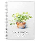 Potted Herb Peterselie Koriander Waterverf Botanis Notitieboek (Voorkant)