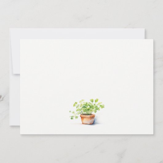 Potted Herb Peterselie Koriander Waterverf Botanis Notitiekaartje (Achterkant)