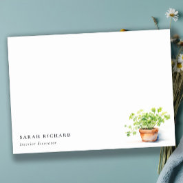 Potted Herb Peterselie Koriander Waterverf Botanis Notitiekaartje