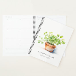 Potted Herb Peterselie Koriander Waterverf Botanis Planner