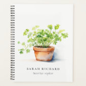 Potted Herb Peterselie Koriander Waterverf Botanis Planner (Voorkant)